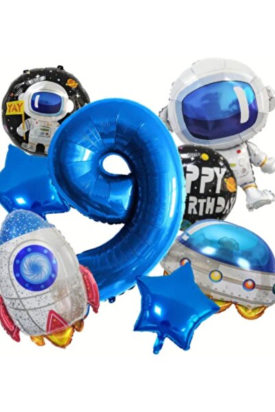 CANSIN مجموعة بالونات من رقائق الفويل بتصميم الفضاء لمدة 9 سنوات