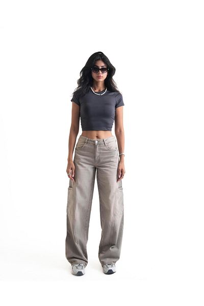 HAİHOLA Horizontal Baggy Jean Pants for Women