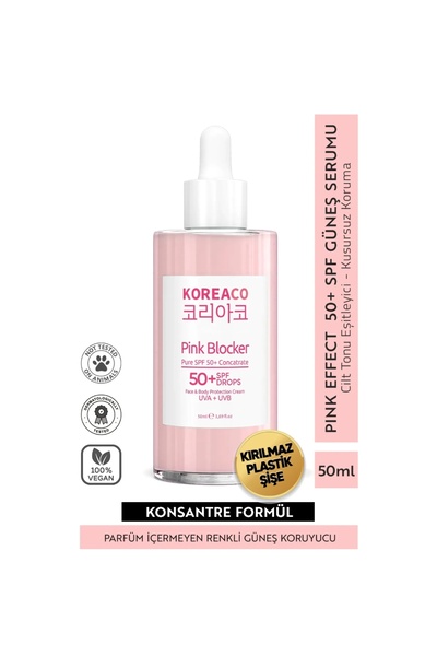 evdeucuz KoreaCo Blocker Pink %100 Saf SPF 50+ Ton Eşitleyici Yüksek UVB+UVA ...