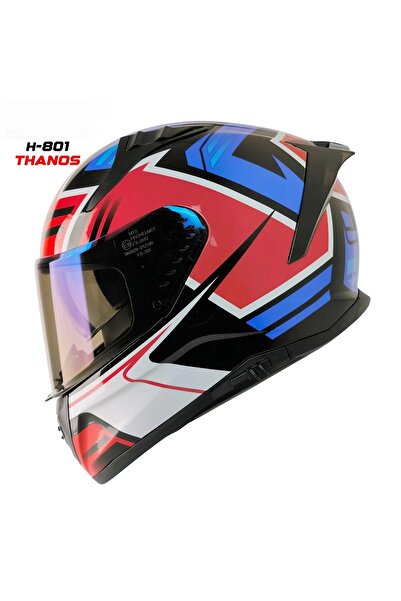LS2 MTS M-201 THANOS MAVİ-BEYAZ GÜNEŞ VİZÖRLÜ KASK (MAVİ CAMLI)