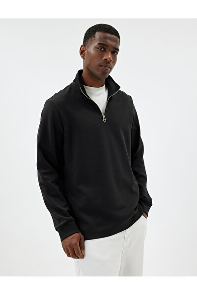 Koton Βαμβακερό μακρυμάνικο πουλόβερ Basic - με φερμουάρ