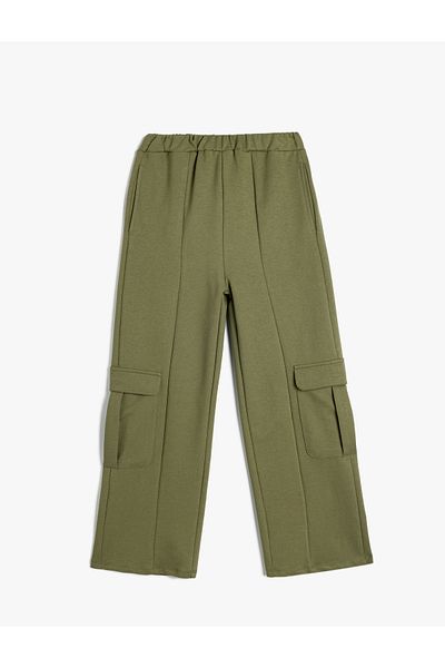Koton Cotton Wide Leg - Elastic Waist Cargo Pants