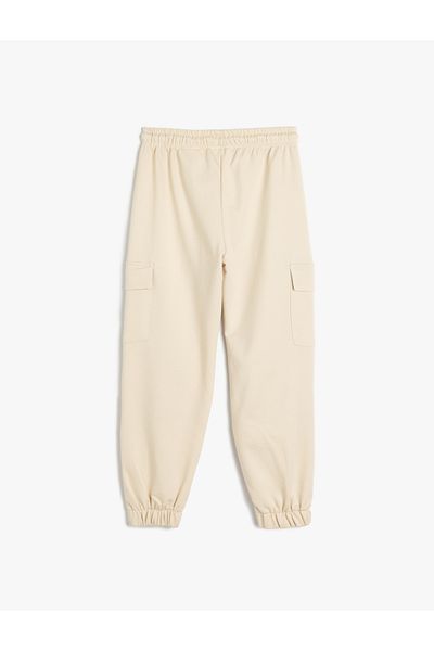 Koton Oversize Cotton Blended Sweatpants - Layer Detailed, Waist Lace-up and Cargo Pocket