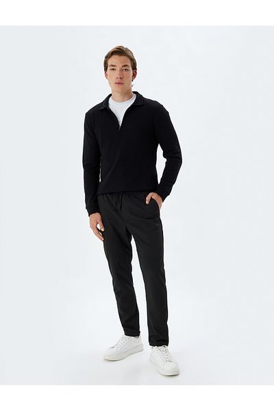 Koton Cotton Polo Collar Sweatshirt - Half Zipper, Long Sleeve