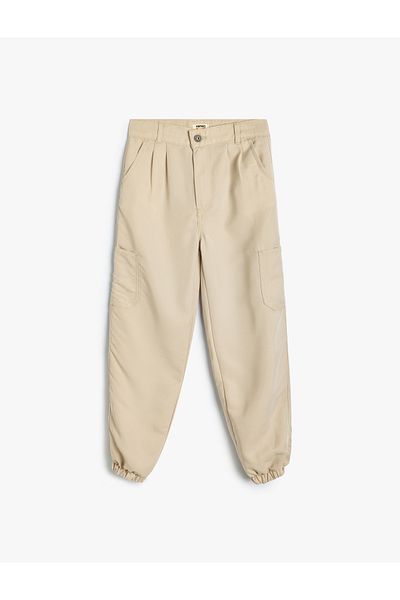 Koton Loose-Fit Jogger Pants - Cargo Pocket and Button