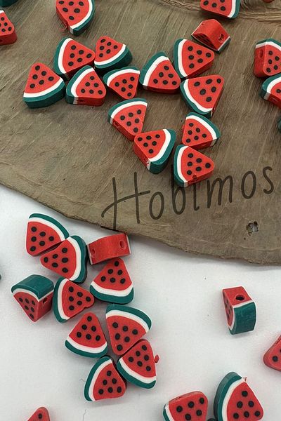Hobimos 25 τμχ Σύμβολο Παλαιστινιακής Αντίστασης Καρπούζι Φέτα Fimo Beads