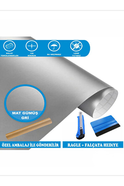 Rabadon Kendinden Yapışkanlı Gümüş Gri Buzdolabı Kaplama Folyosu 100cm X 200 Cm