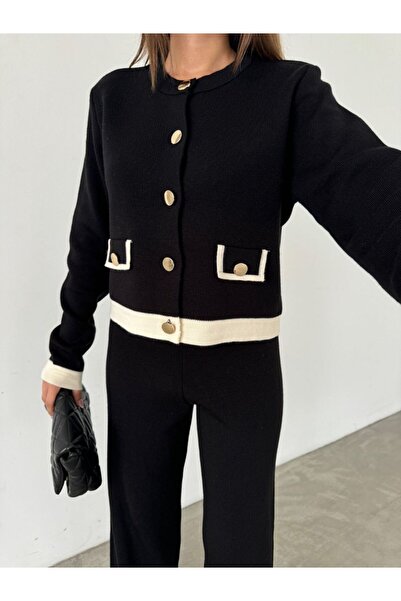 FRİYA Knitwear Women's Trousers Set - Cardigan Included