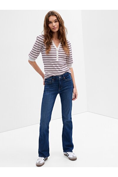 GAP Kadın Koyu Mavi Mid Rise Baby Boot Washwell™ Jean Pantolon
