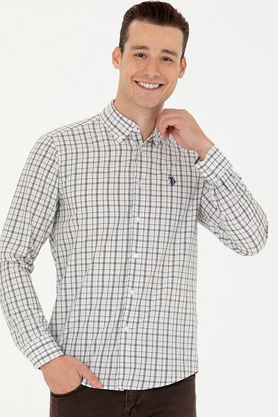 U.S. Polo Assn. Тъмносиня карирана мъжка риза - 50279453 -Vr033