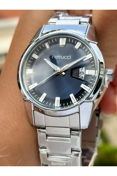 Ferrucci Brand Functions Active Silver Color Steel Cord Men's Wrist Watch + Rosary Bracelet