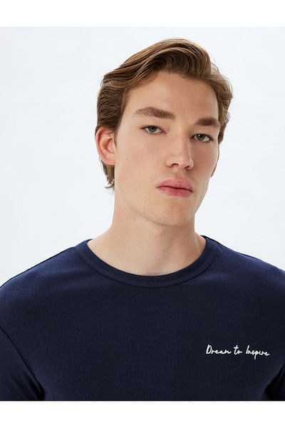Koton Βαμβακερό μπλουζάκι Crew Neck Slogan Slim Fit