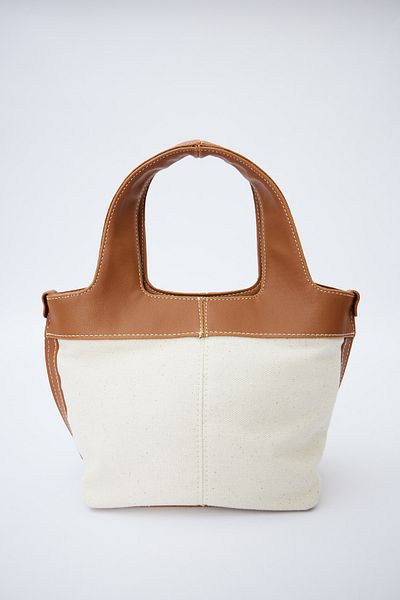 Manuka Mini Canvas Bag with Leather Handle - Camel