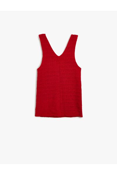Koton Thick Strap Gilet Tweed Dress - Pocket Detailed