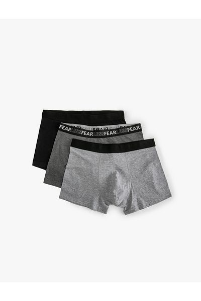 Koton Βαμβακερό Σετ Boxer 3 τεμαχίων - Σλόγκαν εμπριμέ και πολύχρωμο