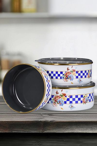 PR HOME Allegro Enamel Triple Storage Set