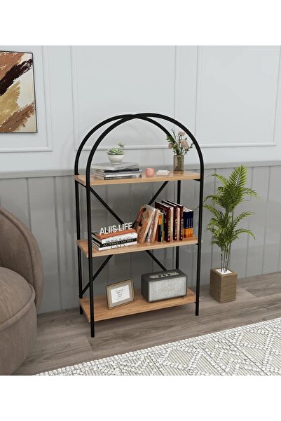 HNC HOME 3 Raflı Çok Amaçlı Dekoratif Metal Kitaplık Dolap, Çok Amaçlı Raf, M...