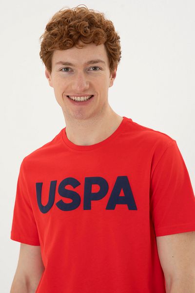 U.S. Polo Assn. Tricou roșu de bază pentru bărbați, cu croială normală, cu decolteu 50279620 -vr030