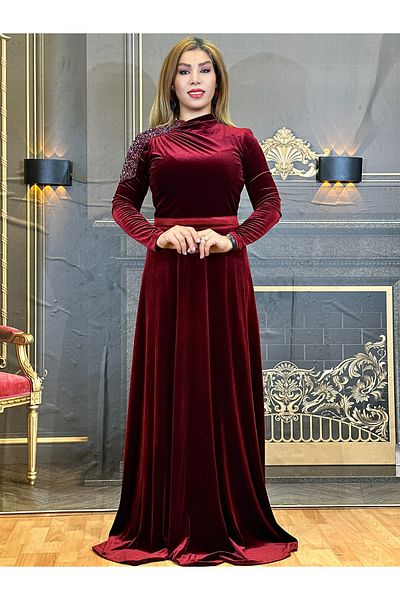 Yeşilmoda Modest Evening Dress,Evening Dress,Dress,Evening Dress with Stones