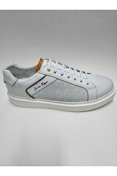 Luis Figo Genuine Leather - White Casual Lace-Up Lightweight Eva Sole Men's Shoes (45-46...)