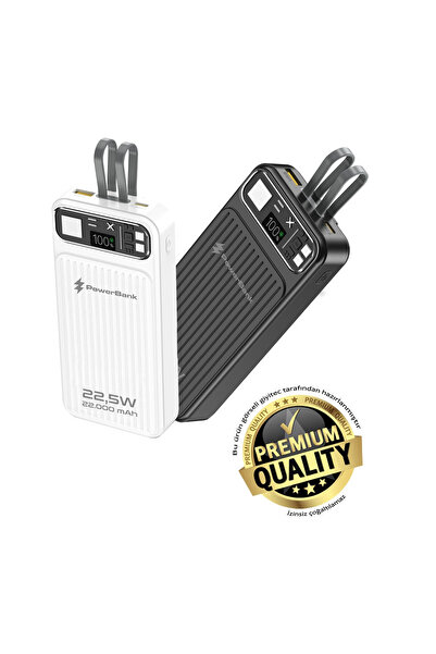 giyitec 22.000 Mah 22.5W Süper Hızlı Yeni Nesil Powerbank Dahili Kablolu Taşı...