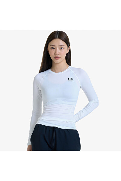 Under Armour HG Authentics Comp Kadın Beyaz Uzun Kollu Antrenman T-Shirt