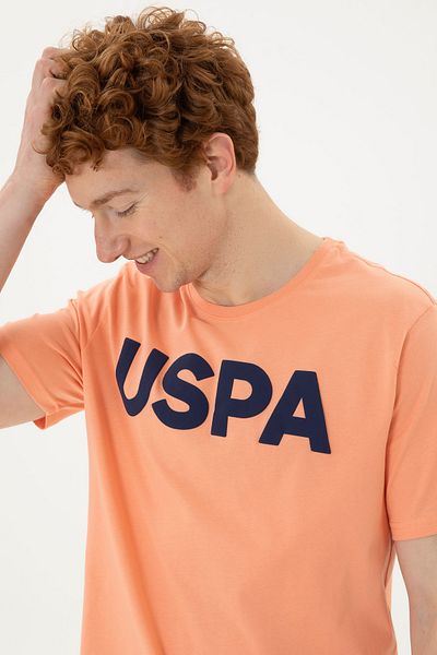 U.S. Polo Assn. Ανδρικό μπλουζάκι με κανονική εφαρμογή Crew Neck Salmon Basic 50279620 -vr047