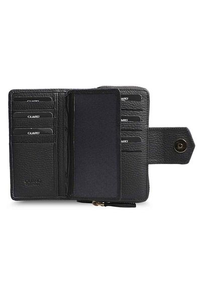 GUARD Women's Black Matte Genuine Leather Wallet - Small Size P2213