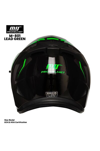 MTS M-801-SNAKE LEAD GREEN GÜNEŞ VİZÖRLÜ KASK (SİYAH CAMLI)