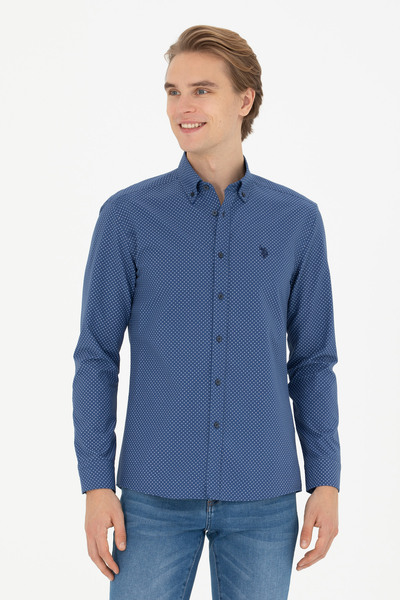 U.S. Polo Assn. قميص رجالي باللون الأزرق الداكن بأكمام طويلة 50279432 -VR033