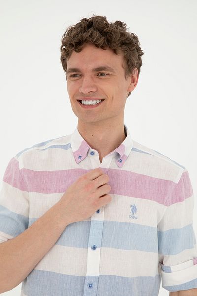 U.S. Polo Assn. Ανδρικό μακρυμάνικο πουκάμισο σκούρο μπλε -50283667-VR032