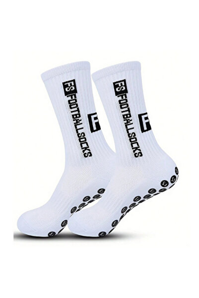 Shuttle Park Unisex Pro White Αντιολισθητικές Αθλητικές Κάλτσες Πετσέτας Σιλικόνης με Σόλα