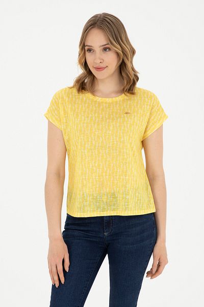 U.S. Polo Assn. Women's Yellow Crew Neck T-Shirt -50281790-VR044