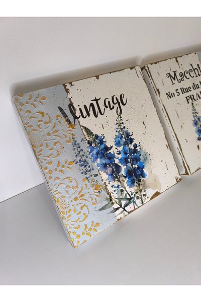 IremTasarimAtolyesi 2-Piece Wooden Panel Wall Decoration - Hand Painted