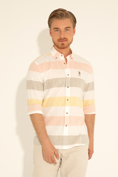 U.S. Polo Assn. Ανδρικό πουκάμισο Khaki - Μακρυμάνικο, Model50283667-vr027