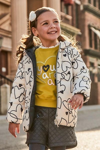 MAYORAL Double Sided Heart Girl's Coat - Black