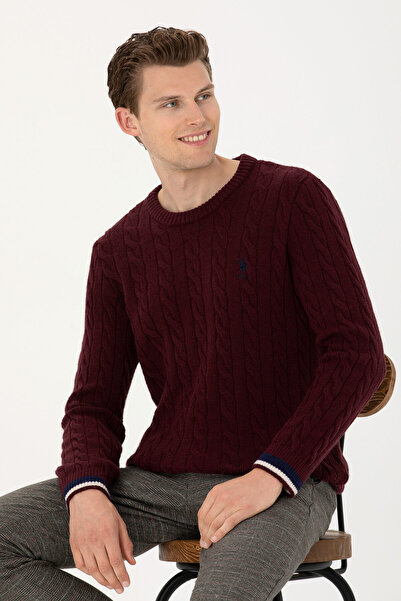 U.S. Polo Assn. Erkek Bordo Bisiklet Yaka Kazak 50277102-VR014