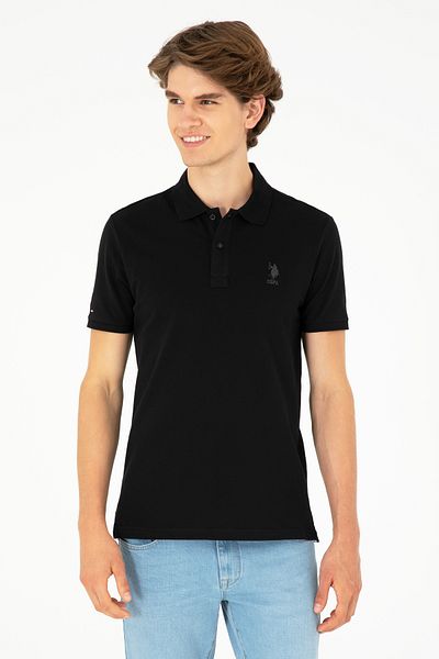 U.S. Polo Assn. Ανδρικό μπλουζάκι με λεπτή εφαρμογή Polo Neck Μαύρο Basic 50279581 -vr046
