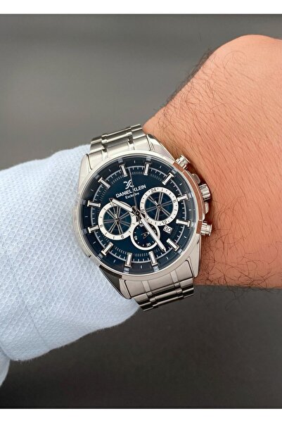 Daniel Klein Erkek Kol Saati Çelik kordon 3 ATM Su Geçirmez Gümüş Koyu Lacivert Renk