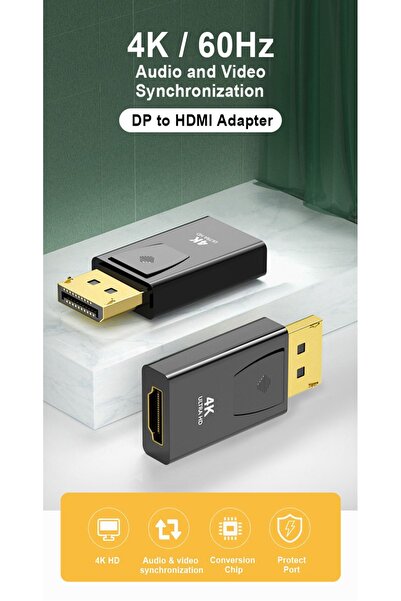 Derwell 4k Full Hd Adaptör Displayport To Hdmı Adaptor Çevirici Dönüştürücü A...