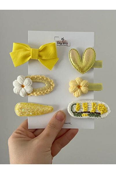 My Baby's World Set de agrafe mixte pentru copii/bebe în culoarea galbenă