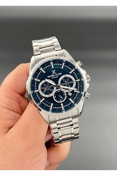Daniel Klein Erkek Kol Saati Çelik kordon 3 ATM Su Geçirmez Gümüş Koyu Lacivert Renk