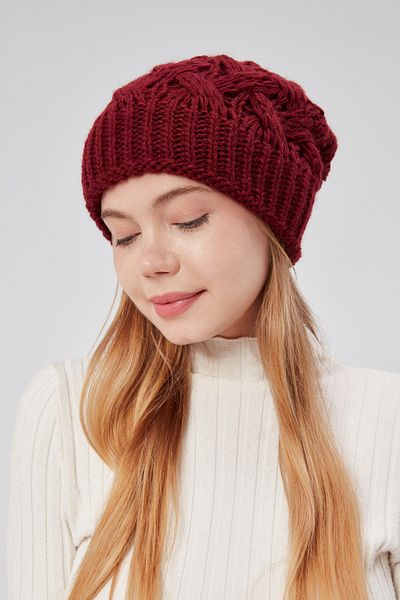 derikem Stylish Women's Hair Braid Lined Knitwear Beret