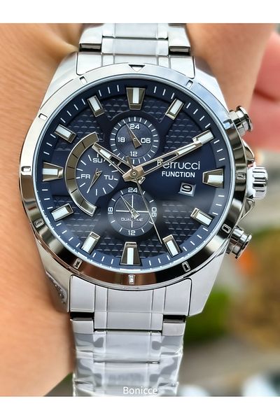 Ferrucci Brand Functions Active Smoke Color Steel Cord Men's Wrist Watch + Rosary Bracelet