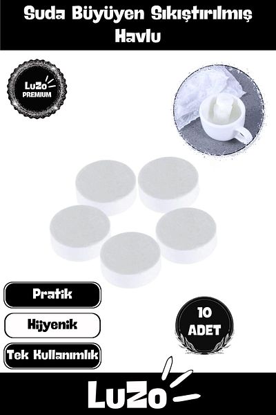 LuZo Premium Series Disposable Camping Travel Portable Water Growing Compressed Towels 10 Pieces