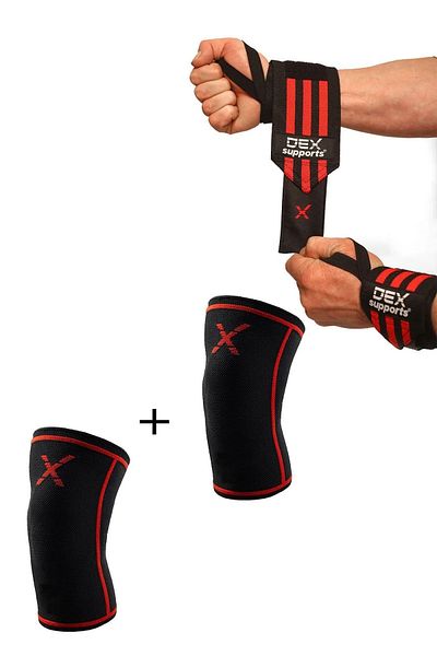 Dex Supports Fitness Training Knee Brace - Knee Sleeve and Wrist Brace Wrist Wraps Pack of 2