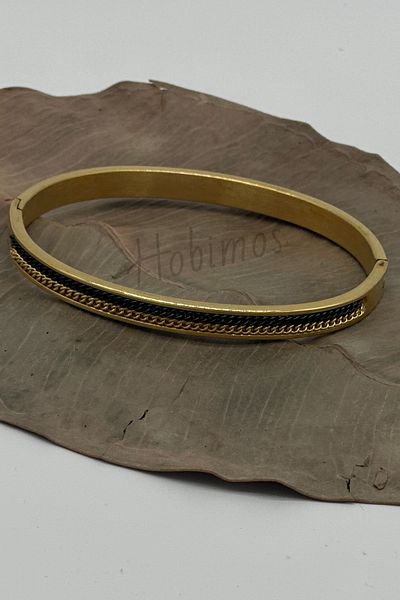 Hobimos Gold Color Chain Embroidered Steel Bracelet