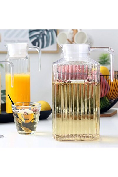 Luminarc إبريق زجاجي مقوى كوادرو آمن للاستخدام في غسالة الأطباق مع غطاء سعة 1.7 لتر