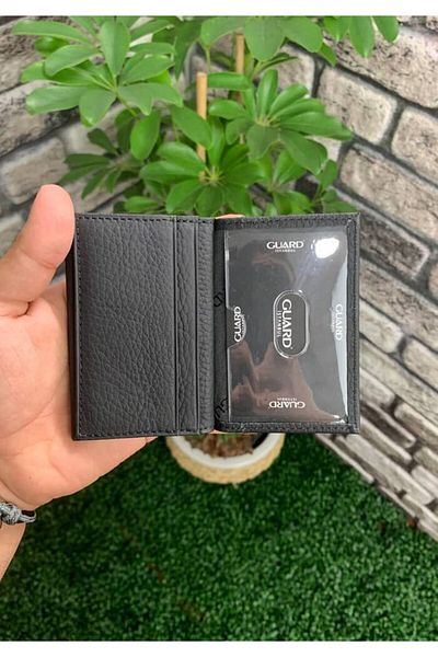 GUARD Genuine Leather Matte Black Card Holder for Men and Women - P1169