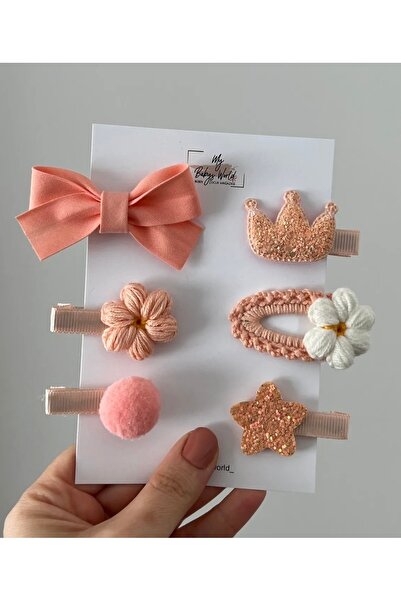 My Baby's World Set de agrafe mixte pentru copii/bebe în culoarea somonului